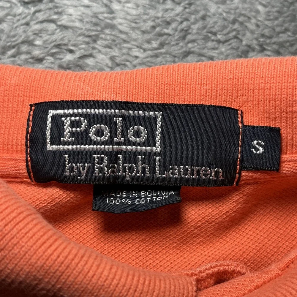 Vintage Polo By Ralph Lauren Men's SZ S Orange Short Sleeve Blue Pony Shirt
